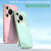 For Huawei Pura 70 XINLI Straight 6D Plating Gold Edge TPU Phone Case(Black)