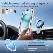 For iPhone 16 Gold Shield CD Pattern MagSafe Magnetic Phone Case with Rotating Stand(Transparent Pink)