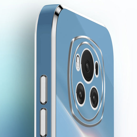For Honor Magic6 5G XINLI Straight 6D Plating Gold Edge TPU Shockproof Case with Ring Holder(Celestial Blue)