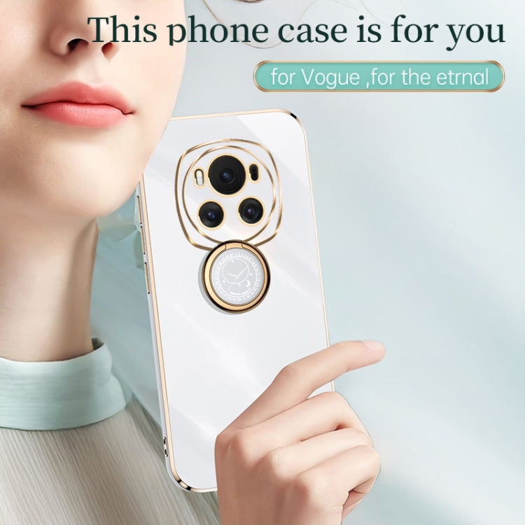 For Honor Magic6 5G XINLI Straight 6D Plating Gold Edge TPU Shockproof Case with Ring Holder(Black)