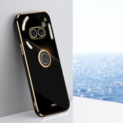 For Nothing Phone 2A XINLI Straight Edge 6D Electroplate TPU Phone Case with Ring Holder(Black)