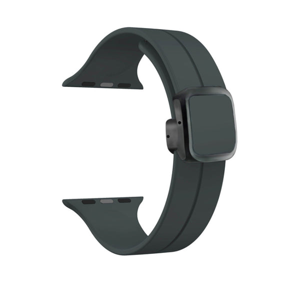 For Apple Watch SE 2023 40mm Magnetic Square Buckle Silicone Watch Band(Dark Grey)