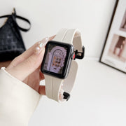 For Apple Watch Series 9 45mm Magnetic Square Buckle Silicone Watch Band(Starlight)