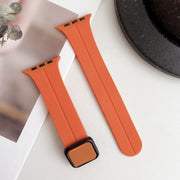 For Apple Watch Series 9 41mm Magnetic Square Buckle Silicone Watch Band(Orange)