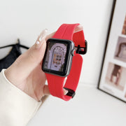 For Apple Watch Series 9 41mm Magnetic Square Buckle Silicone Watch Band(Red)