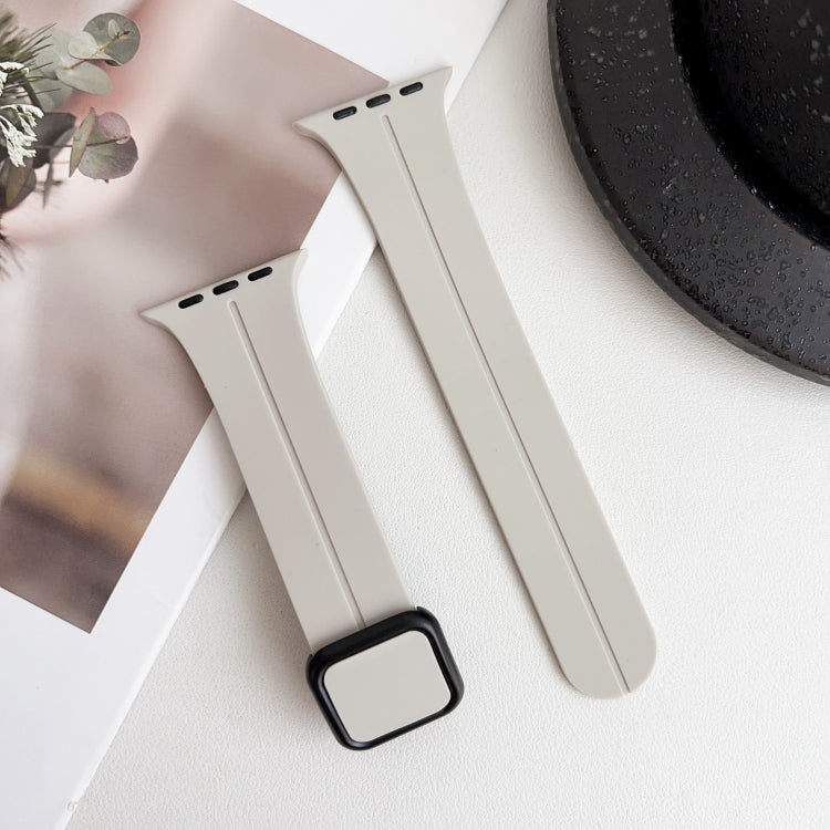 For Apple Watch Ultra 49mm Magnetic Square Buckle Silicone Watch Band(Starlight)