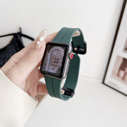 For Apple Watch Series 8 41mm Magnetic Square Buckle Silicone Watch Band(Pine Green)
