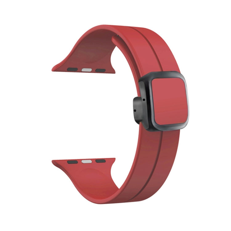 For Apple Watch Series 7 41mm Magnetic Square Buckle Silicone Watch Band(Red)