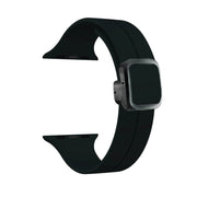 For Apple Watch SE 44mm Magnetic Square Buckle Silicone Watch Band(Black)