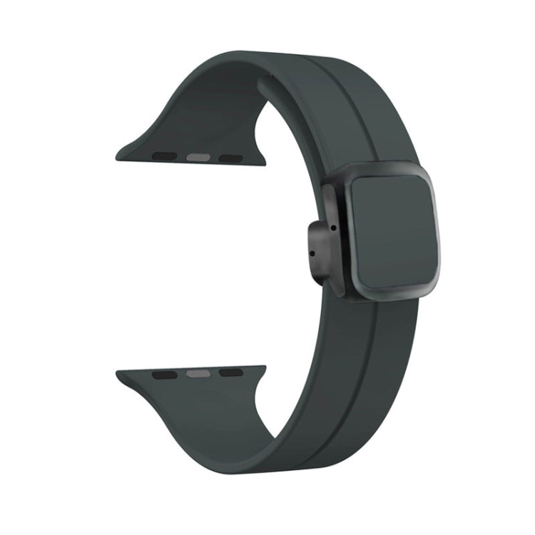 For Apple Watch SE 44mm Magnetic Square Buckle Silicone Watch Band(Dark Grey)