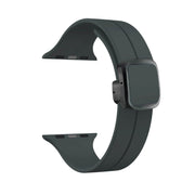 For Apple Watch SE 44mm Magnetic Square Buckle Silicone Watch Band(Dark Grey)