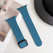 For Apple Watch SE 44mm Magnetic Square Buckle Silicone Watch Band(Rock Green)