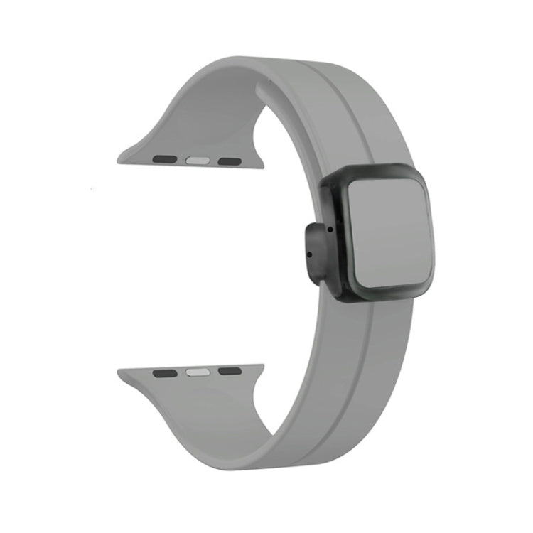 For Apple Watch Series 6 44mm Magnetic Square Buckle Silicone Watch Band(Cloud Gray)