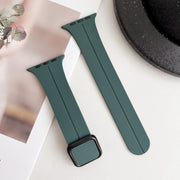 For Apple Watch Series 4 44mm Magnetic Square Buckle Silicone Watch Band(Pine Green)