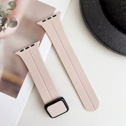 For Apple Watch Series 2 42mm Magnetic Square Buckle Silicone Watch Band(Sand Pink)