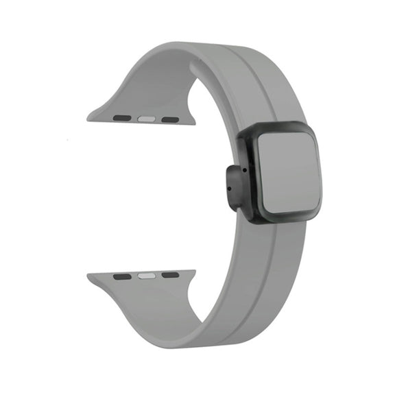 For Apple Watch Series 2 42mm Magnetic Square Buckle Silicone Watch Band(Cloud Gray)