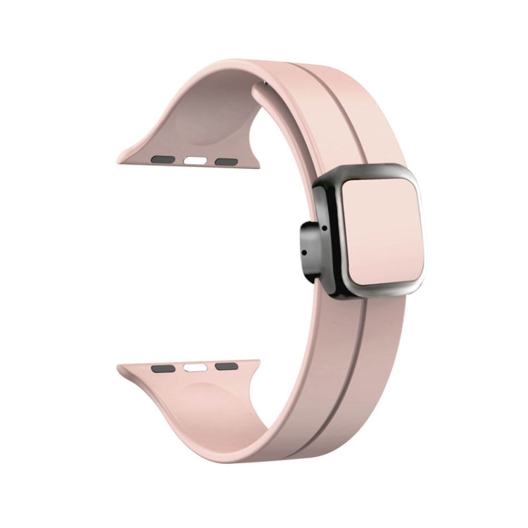 For Apple Watch Series 2 38mm Magnetic Square Buckle Silicone Watch Band(Sand Pink)