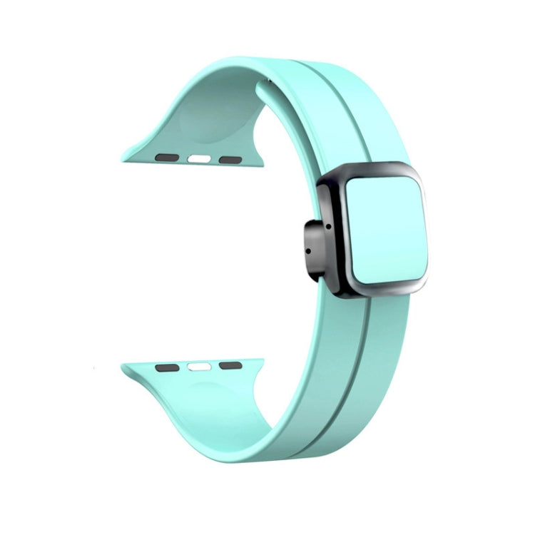 For Apple Watch 38mm Magnetic Square Buckle Silicone Watch Band(Sapphire Blue)