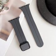 For Apple Watch 38mm Magnetic Square Buckle Silicone Watch Band(Dark Grey)