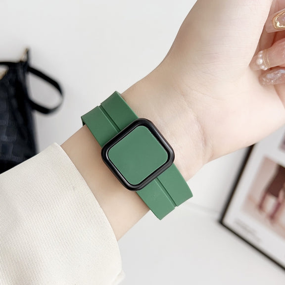 For Apple Watch SE 40mm Magnetic Square Buckle Silicone Watch Band(Orange)