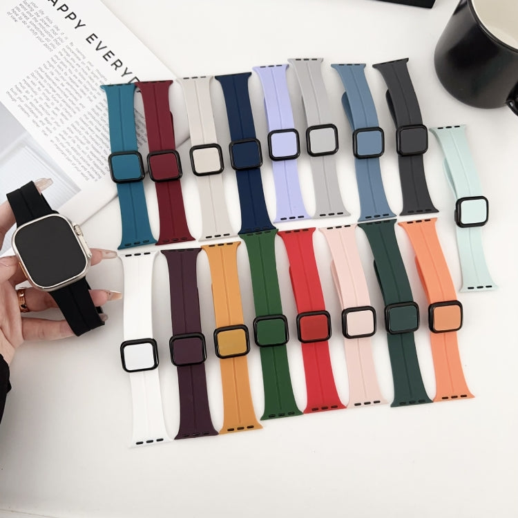 For Apple Watch Series 2 38mm Magnetic Square Buckle Silicone Watch Band(Cloud Gray)