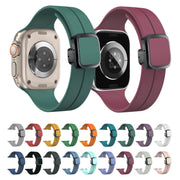 For Apple Watch Series 7 41mm Magnetic Square Buckle Silicone Watch Band(White)