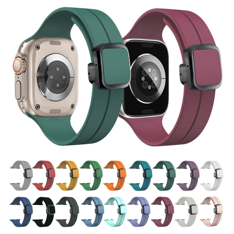 For Apple Watch Series 2 42mm Magnetic Square Buckle Silicone Watch Band(Cloud Gray)