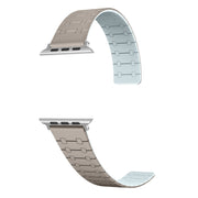 For Apple Watch Series 8 41mm Two Color Loop Magnetic Silicone Watch Band(Khaki+Light Green)