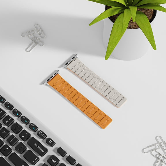 For Apple Watch SE 2022 40mm Two Color Loop Magnetic Silicone Watch Band(Orange+Starlight)