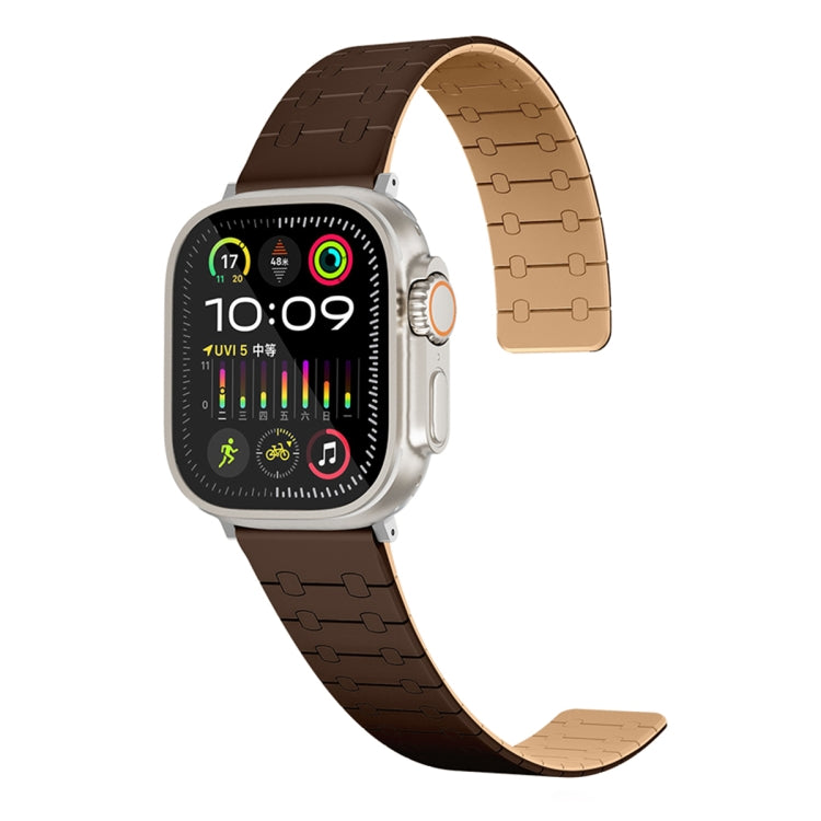 For Apple Watch Series 5 40mm Two Color Loop Magnetic Silicone Watch Band(Dark Brown+Light Brown)