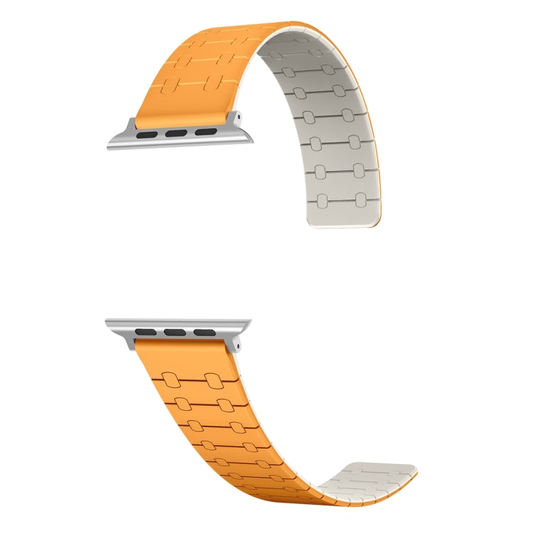For Apple Watch Series 3 38mm Two Color Loop Magnetic Silicone Watch Band(Orange+Starlight)