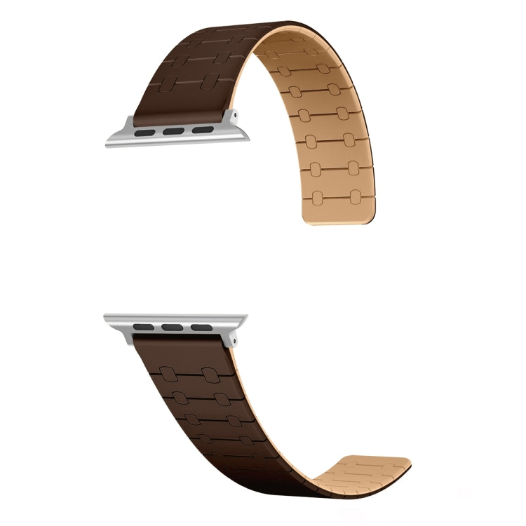For Apple Watch Series 2 42mm Two Color Loop Magnetic Silicone Watch Band(Dark Brown+Light Brown)