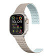 For Apple Watch Series 2 38mm Two Color Loop Magnetic Silicone Watch Band(Khaki+Light Green) - Watch Bands by PMC TechLife | Online Shopping South Africa | PMC TechLife