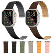 For Apple Watch Series 7 45mm Two Color Loop Magnetic Silicone Watch Band(Orange+Starlight)