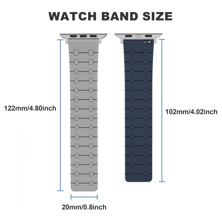 For Apple Watch 42mm Two Color Loop Magnetic Silicone Watch Band(Khaki+Light Green)