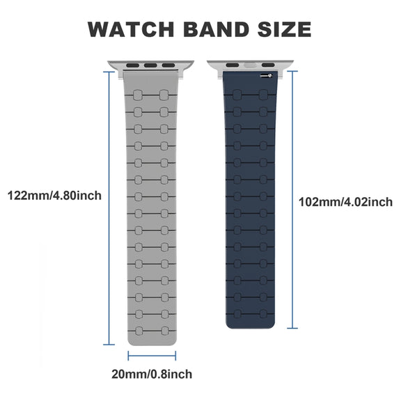 For Apple Watch Series 9 41mm Two Color Loop Magnetic Silicone Watch Band(Green+Grey)