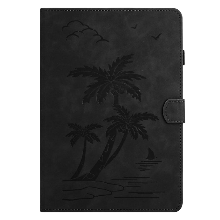 For iPad Pro 11 2024 Coconut Tree Embossed Smart Leather Tablet Case(Black)