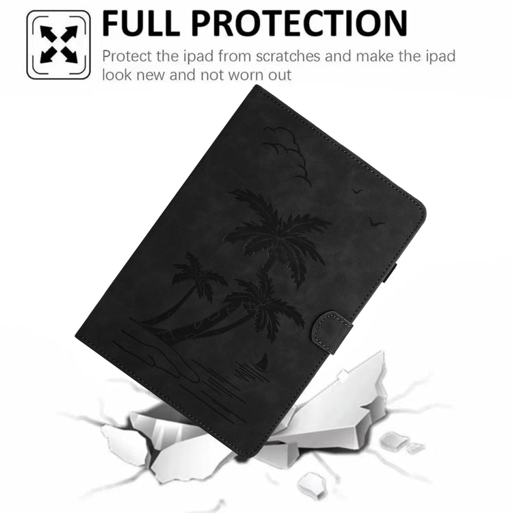 For iPad Pro 11 2024 Coconut Tree Embossed Smart Leather Tablet Case(Black)