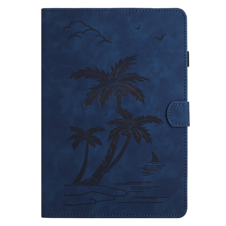 For iPad Pro 11 2024 Coconut Tree Embossed Smart Leather Tablet Case(Blue)