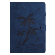 For iPad Pro 11 2024 Coconut Tree Embossed Smart Leather Tablet Case(Blue)