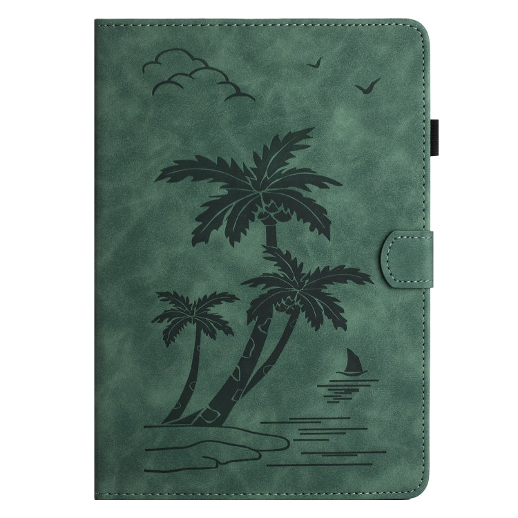 For iPad Pro 11 2024 Coconut Tree Embossed Smart Leather Tablet Case(Green)