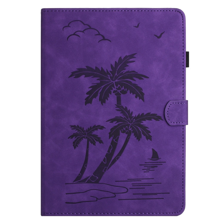 For iPad Pro 11 2024 Coconut Tree Embossed Smart Leather Tablet Case(Purple)