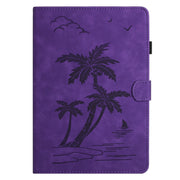 For iPad Pro 11 2024 Coconut Tree Embossed Smart Leather Tablet Case(Purple)
