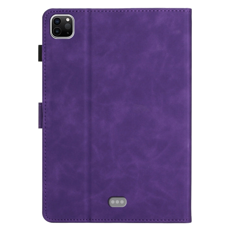 For iPad Pro 11 2024 Coconut Tree Embossed Smart Leather Tablet Case(Purple)