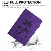 For iPad Pro 11 2024 Coconut Tree Embossed Smart Leather Tablet Case(Purple)