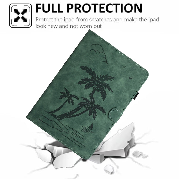 For 10 inch Universal Coconut Tree Embossed Leather Tablet Case(Green)