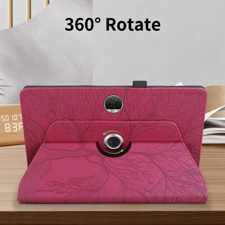 For Honor Pad 9 Tree Life Embossed Rotation Leather Tablet Case(Red)