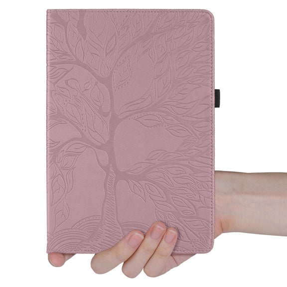 For Honor Pad 9 Tree Life Embossed Rotation Leather Tablet Case(Rose Gold)