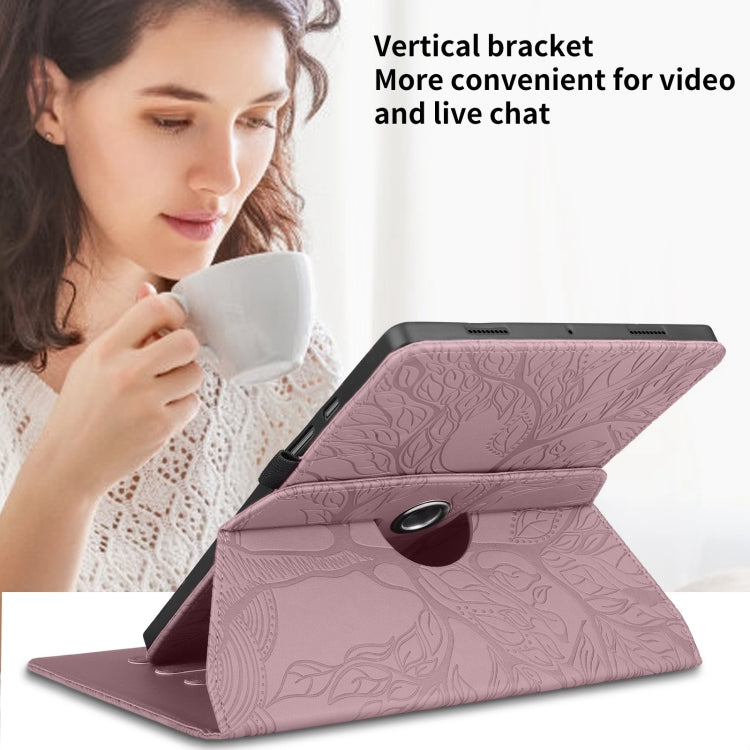 For Honor Pad 9 Tree Life Embossed Rotation Leather Tablet Case(Rose Gold)