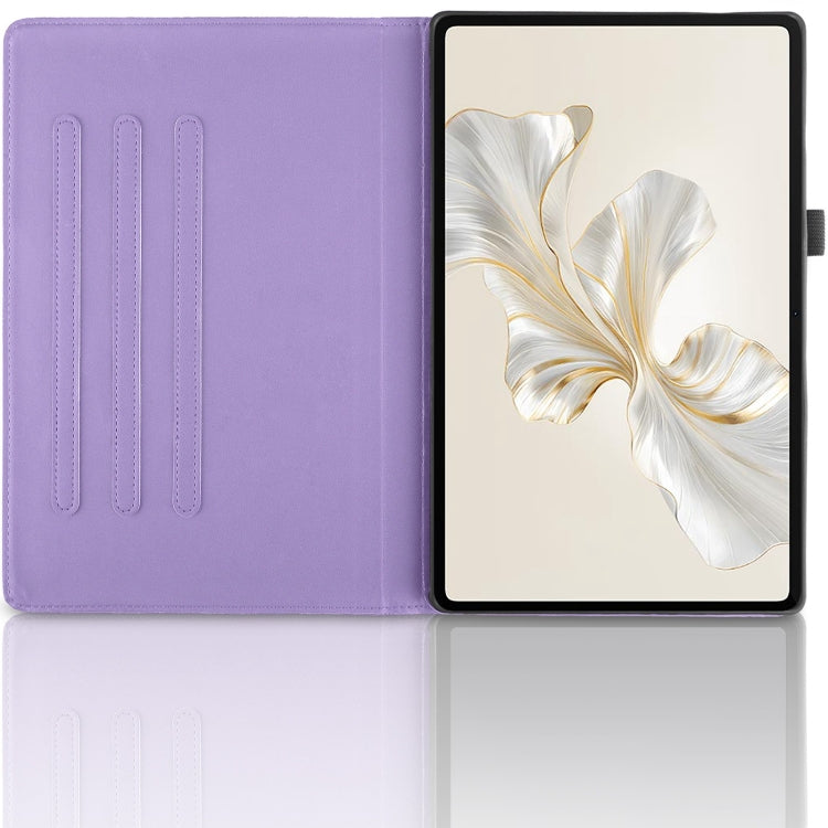 For Honor Pad 9 Tree Life Embossed Rotation Leather Tablet Case(Purple)
